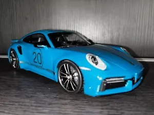 1/18 Minichamps Porsche 911 992 Turbo S 20th Anniversary Blue Diecast Model Car - Picture 1 of 14