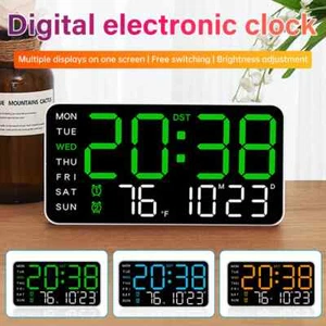 Digital LED Large Display Wall Desk Alarm Clock With Calendar Temperature Date - Picture 1 of 25