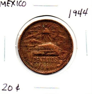 1944 Mexico 20 Centavos Coin as pictured - Picture 1 of 6