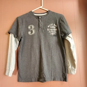 Gap Kids Boy's XL (12) Gray Double Look Long Sleeved Polo Shirt - Picture 1 of 5