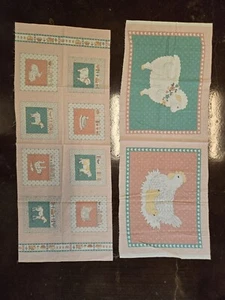 2 Fabric Panels Cow Sheep Hen Chicken Rabbit 17x44" Cut and Sew Pillow or Quilt - Picture 1 of 9