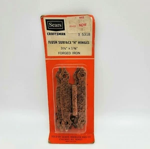 Antique Sears Flush Surface H Hinges Forged Iron 31/2"x1 3/8" Old Copper Finish - Picture 1 of 4