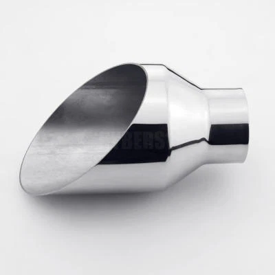 Single Wall Angle Cut 4 inch Exhaust Tip Polished 304 Stainless Steel 2.25 inlet - Image 1 of 4