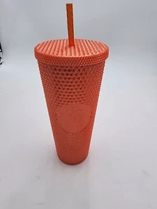 2023 Starbucks China Tumbler Orange Diamond Studded 24oz Straw Cold Cup Siren - Picture 1 of 5