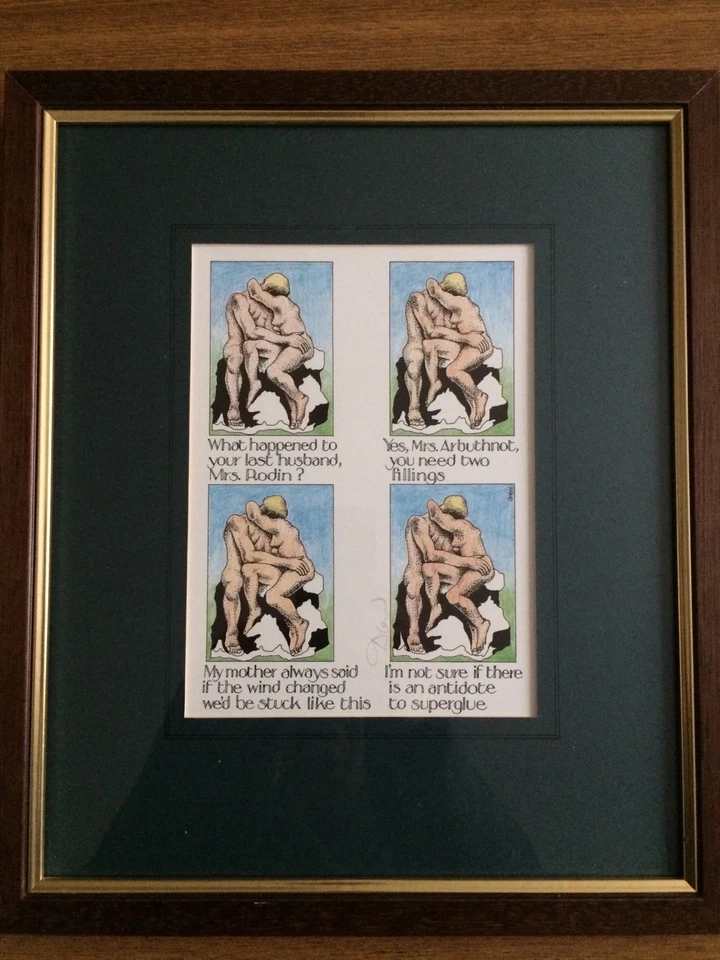 Simon Drew Hand Signed Mounted & Framed Comedy Nude Statue Print Collectible - Image 1 of 4