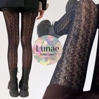 Medias de red Pointelle rayas patrón en zigzag crochet encaje 8/10/12/14/16 Foto 1 de 4