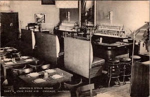 CHICAGO ILLINOIS MORTON'S STEAK HOUSE INTERIEUR 1950 VINTAGE POSTKARTE - Bild 1 von 2