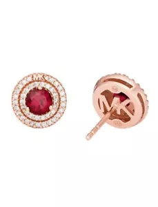 Michael Kors Rose Gold Ruby Stud Earrings MKC1588BH791 Sterling Silver Brand New - Picture 1 of 4