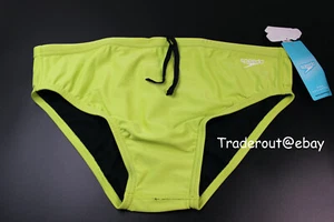 Speedo Men acid lime green Eco Endurance Solid Brief Swimwear 28 30 32 34 36 38 - Picture 1 of 6