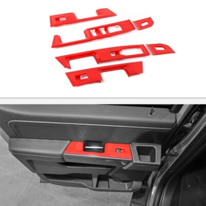 6PCS Red Window Lift Switch Panel Decor Cover Trim Fit For Ford F150 2021 2022 - Picture 1 of 9