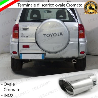 TERMINALE DI SCARICO PER MARMITTA FINALINO CROMATO INOX TOYOTA RAV4 RAV-4 MK2 II - Immagine 1 di 4
