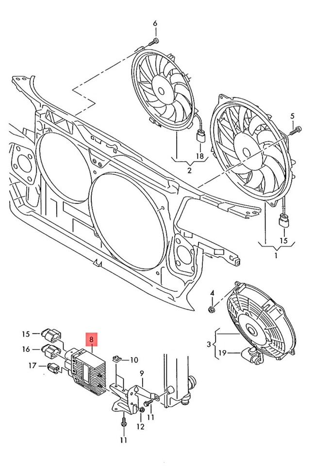 Genuine AUDI SEAT A4 Avant S4 quattro Control Unit For Radiator Fan 8E0959501N - Image 1 of 1