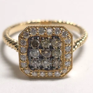 Sonia Bitton Multicolor & White Diamond Cluster 14k Yellow Gold Ring Size 9 - Picture 1 of 12