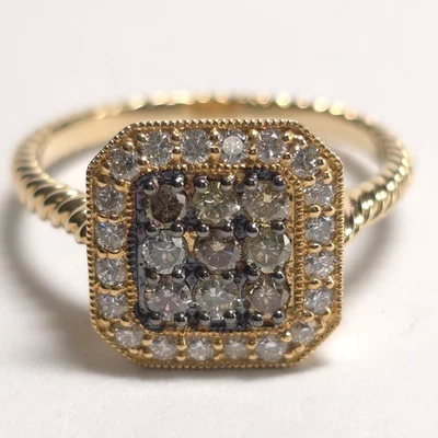 Sonia Bitton Multicolor & White Diamond Cluster 14k Yellow Gold Ring Size 9 - Image 1 of 4