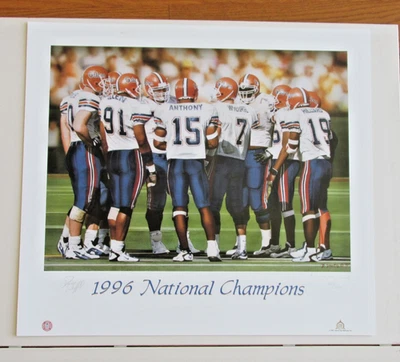 The Gator Huddle de Daniel Smith. Florida Gators 1996. Firmado por Danny Wuerffel Foto 1 de 4