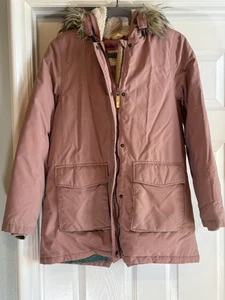 Boden Girls Pink Insulated Anorak parka Jacket W/ Detachable Fur Hood Sz 15-16Y - Picture 1 of 8