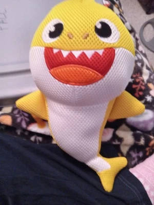 Baby Shark Pinkfong Yellow 13" Mesh Fabric Tub Toy Stuffed Plush w/Hanging Loop - Image 1 of 4