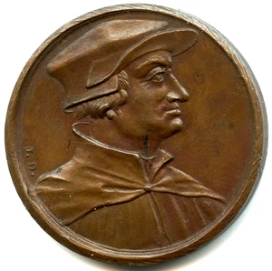 médaille cuivre par Jean Dassier , Ulrich Zwingli n°1652 - Imagen 1 de 2