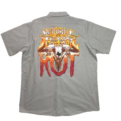 Corner Stone Republic Of Texas Biker Rally Austin 2008 Riot Short Sleeve Shirt L - Image 1 of 4
