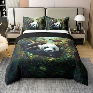 Bedding Set Full Size 3 Pcs Parrot Birds Cute Wild Animal 100% Cotton Duvet - Picture 1 of 6