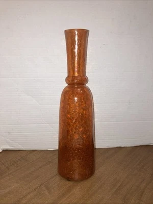 Florero de vidrio ámbar con textura mediana decoración del hogar 13” de alto burbuja craquelada Foto 1 de 4