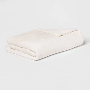 55"x80" 15lbs Micro Plush Weighted Blanket with Removable Cover Ivory - Picture 1 of 4