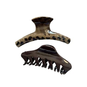 2Pcs Large Hair Claw With Secure Grip Leopard Design Unisex Hairpin For Women - Picture 1 of 8