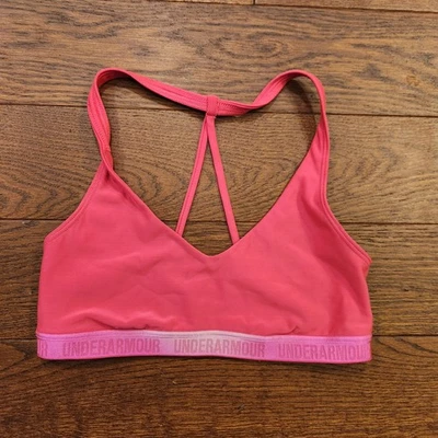  Sujetador deportivo de compresión Under Armour para mujer con tiras, rosa Foto 1 de 3