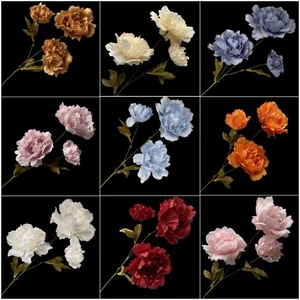 Silk Petals Lifelike Flowers 3 Heads Faux Flower Peony Gift - Picture 1 of 21