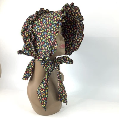 Bonnet Colorful Mushroom Prairie Handmade Cottagecore Grannycore Cosplay Wagon - Image 1 of 4