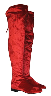 $895  Alberta Ferretti Over-the-Knee Zip-Up Velvet Boots (36.5 EU; 6.5 US)  NIB - image 1 of 4