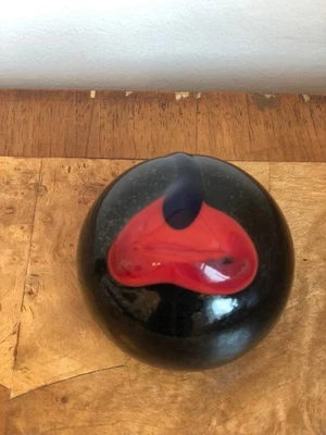 Vintage Glass Paperweight Black Red Blue Possibly Murano 8cm - Image 1 of 4