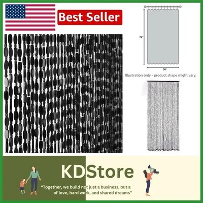 Elegante cortina con cuentas de madera de bambú negro - divisor de habitaciones versátil y decoración Foto 1 de 4