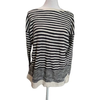 Ann Taylor LOFT женский размер средний свитер рубашка морской опрятный синие полосы - Изображение 1 из 4