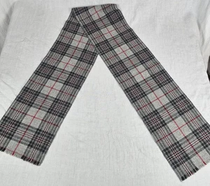Vintage Pringle of Scotland 100 % Wolle Schal Tartan kariert 8x60" grau rot klassisch - Bild 1 von 4