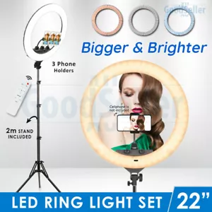 22" 6500K Dimmable LED Ring Light Photo Lamp Selfie Make Up Youtube Live Studio - Picture 1 of 12