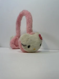 Hello Kitty Fluffy Furry Plush Earmuffs Pink Head Band Y2K Accessory Bendable - Picture 1 of 8