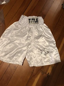 George Foreman Signed Title Boxing Trunks JSA certified heavyweight champ hof - Picture 1 of 5