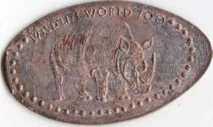 Elongated Souvenir Penny: WILDLIFE WORLD ZOO (Rhino) 2.5/Z 356 - Picture 1 of 2