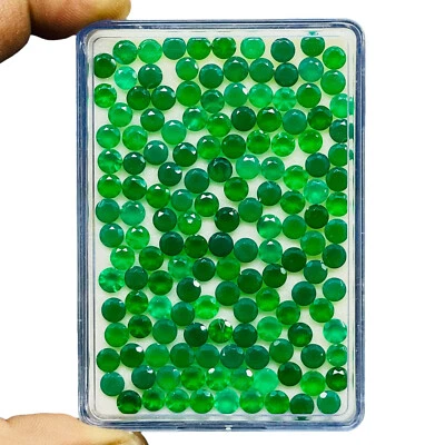 150 piezas piedras preciosas sueltas sin tratar de alta calidad de ónix verde natural de 5 mm de corte redondo Foto 1 de 4