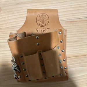 Klein Electricians Tool Pouch 5164T 8 Pocket Brown Leather Tool Pouch Never Used - Picture 1 of 5