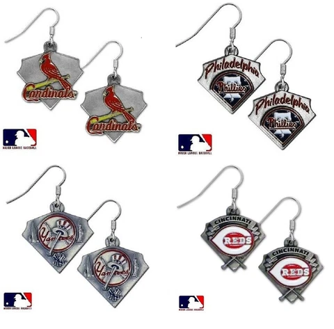 MLB Dangle Earrings NEW Official Solid Pewter Charm Team colors CHOOSE TEAM Cover