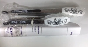 Temptations Kitchen Tongs Silicone DOODLE DOO ROOSTER BLACK White Set FARMHOUSE - Picture 1 of 12