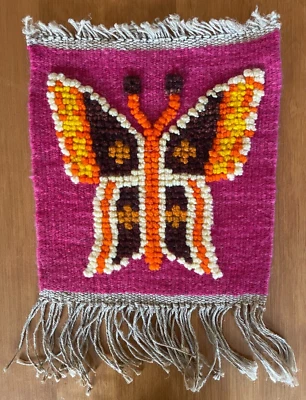 复古波兰蝴蝶 13 英寸壁挂千孔粉色橙色手工波兰 — 第 1/3 张图片