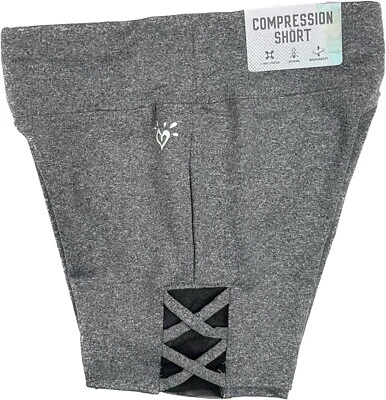 Pantalones Cortos Activos Justice Girls Gris Poliéster Elástico Enrejado Compresión Lateral Talla 8 Foto 1 de 4