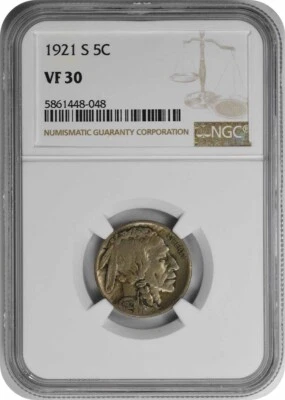 1921-S Buffalo Nickel VF30 NGC - Image 1 of 2