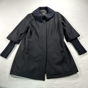 VINTAGE Mossimo Jacket Womens 2XL XXL Black Pea Coat Wool Blend Shawl Neck - Picture 1 of 10