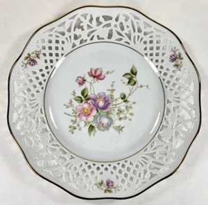 Mountain Rose 10" Dinner Plate Schumann Arzberg Bavaria Reticulated Porcelain O - Picture 1 of 9