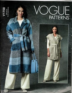 Vogue V1758 Womens 16 to 24 Jacket, Vest and Pants Uncut Sewing Pattern New - Picture 1 of 2