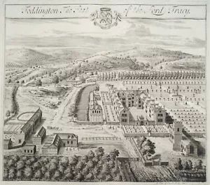 Antique Print TODDINGTON nr Cheltenham Gloucestershire Original KIP, Atkyns 1712 - Picture 1 of 3